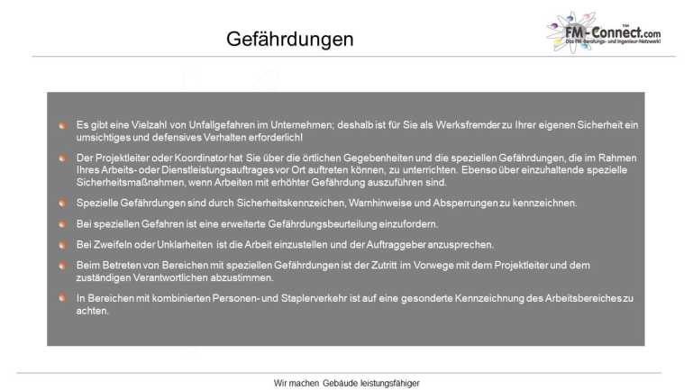 Analyse und Identifikation potenzieller Gefährdungen am Arbeitsplatz für Fremdfirmen zur gezielten Risikominimierung und Unfallprävention.